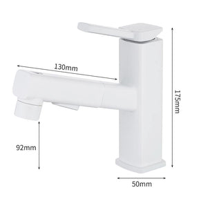 2 Modes Square Pull-Out Bathroom Basin Tap_White