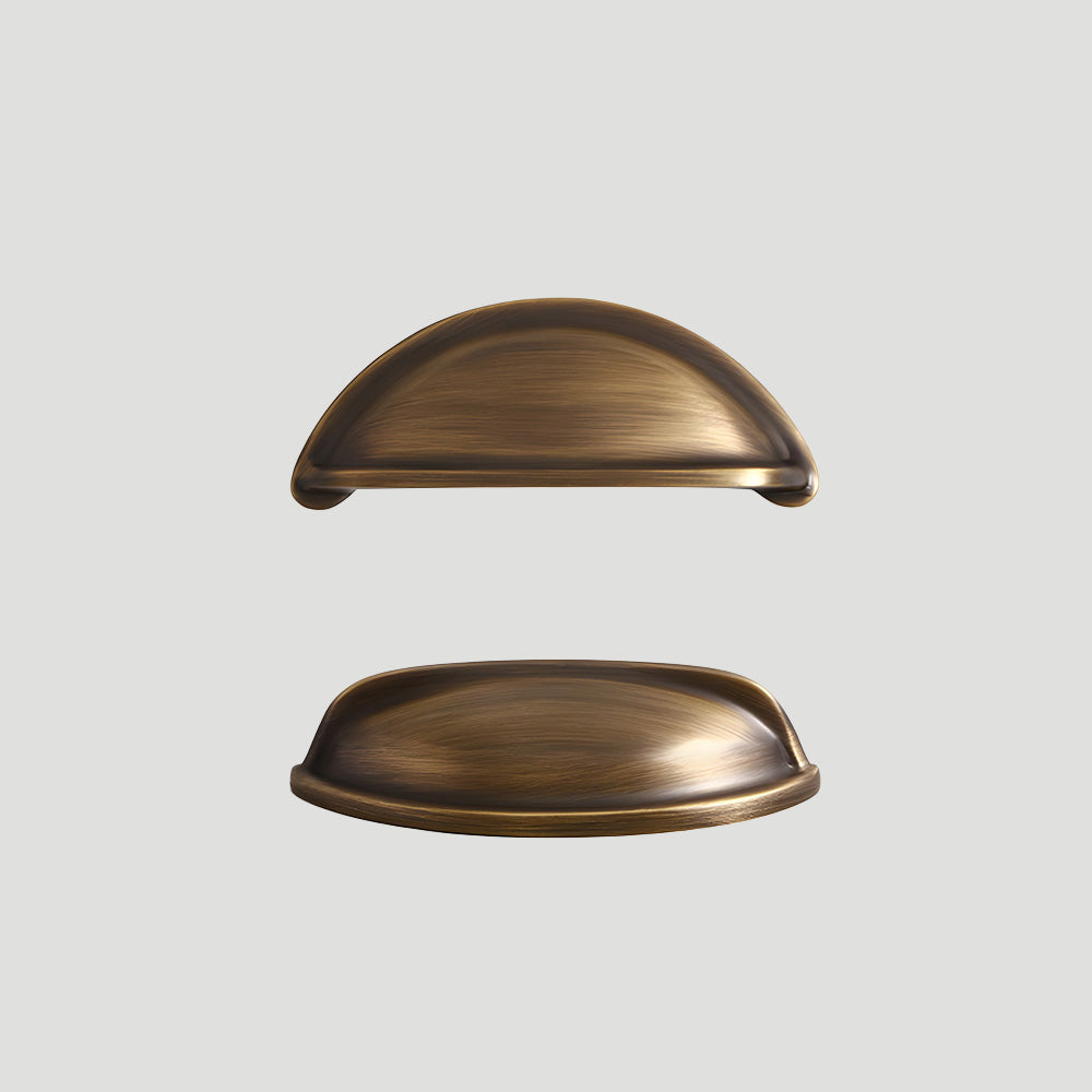 Vintage Solid Brass Shell Cup Pulls For Kitchen