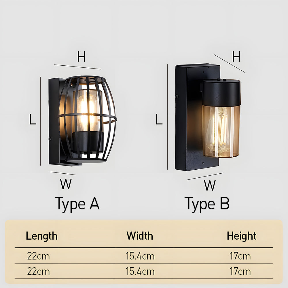 Modern Black Waterproof Outdoor E27, Wall Light