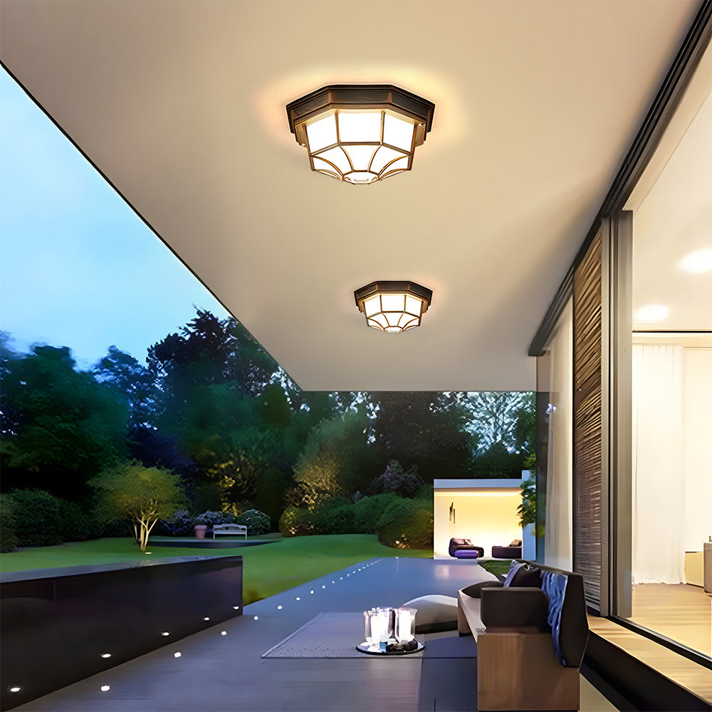 Industrial IP65 Outdoor Flush Mount Porch Ceiling Light