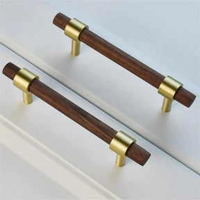 Wooden Cabinet Handles With Brass Base