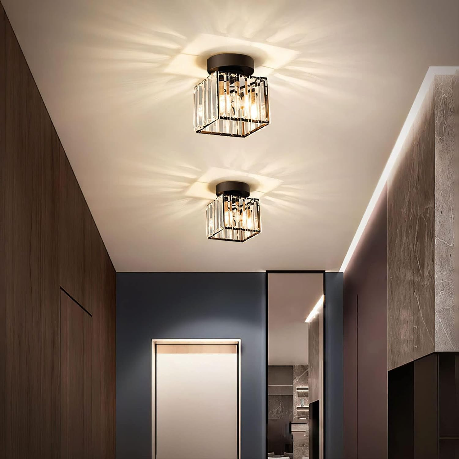 Modern 1-Light Hallway Flush Mount Ceiling Light in Black