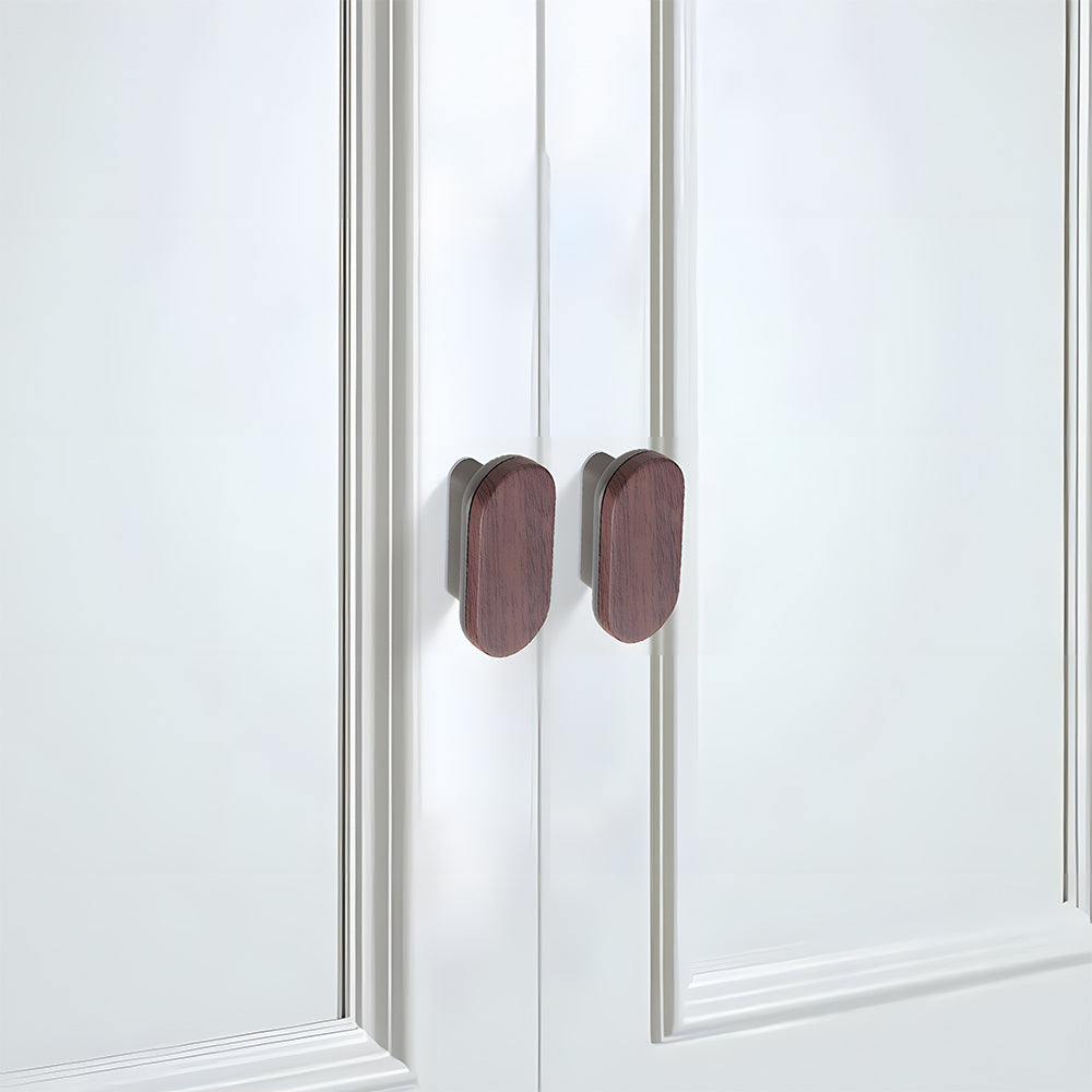 Round Wood Zinc Alloy Cabinet Wardrobe Door Handles