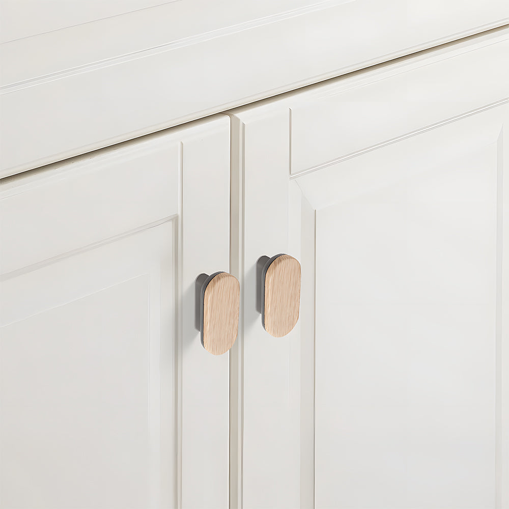 Round Wood Zinc Alloy Cabinet Wardrobe Door Handles