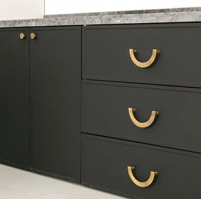 Vintage Brass Textured Semi Circle Cabinet Handles