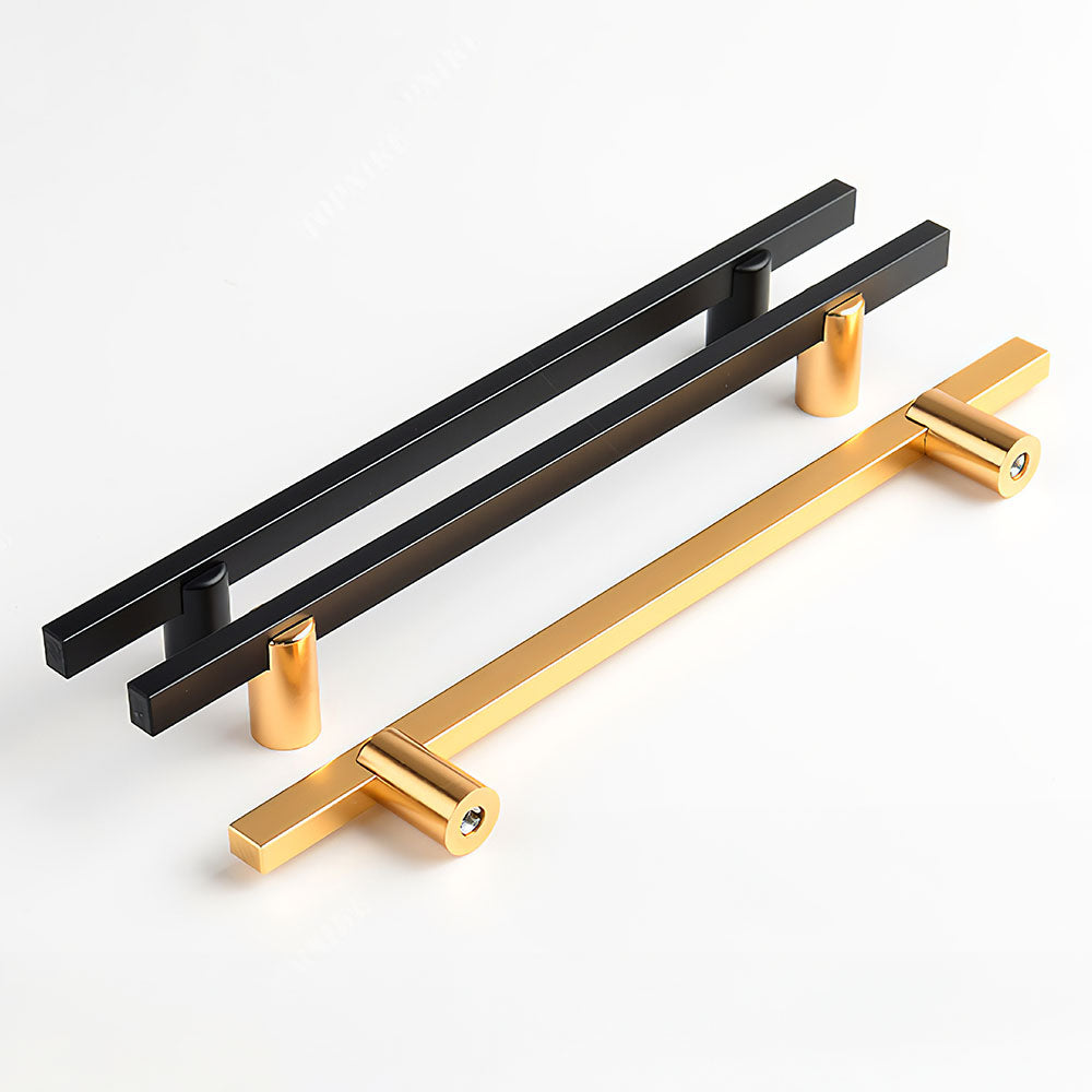 Modern Two-tone Black Gold Wardrobe Cabinet Door Handles