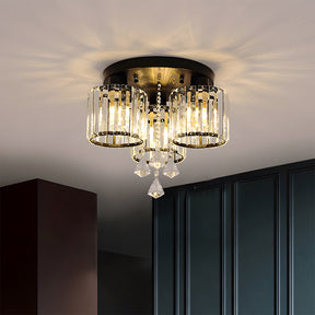 Modern Multi Light Crystal Semi Flush Ceiling Light