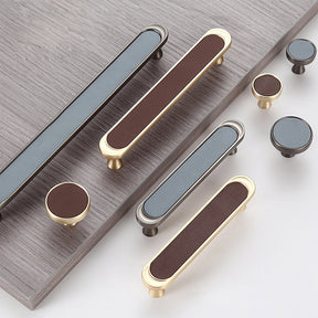 Modern Deco Leather Drawer Handles