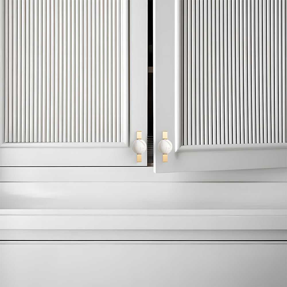 Natural Crystal Sphere Brass Cabinet Handles