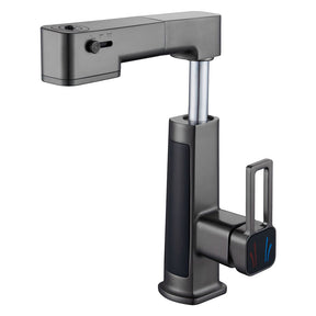 360° Rotation Liftable Bathroom Tap with LED Digital Display_Gunmetal Gray