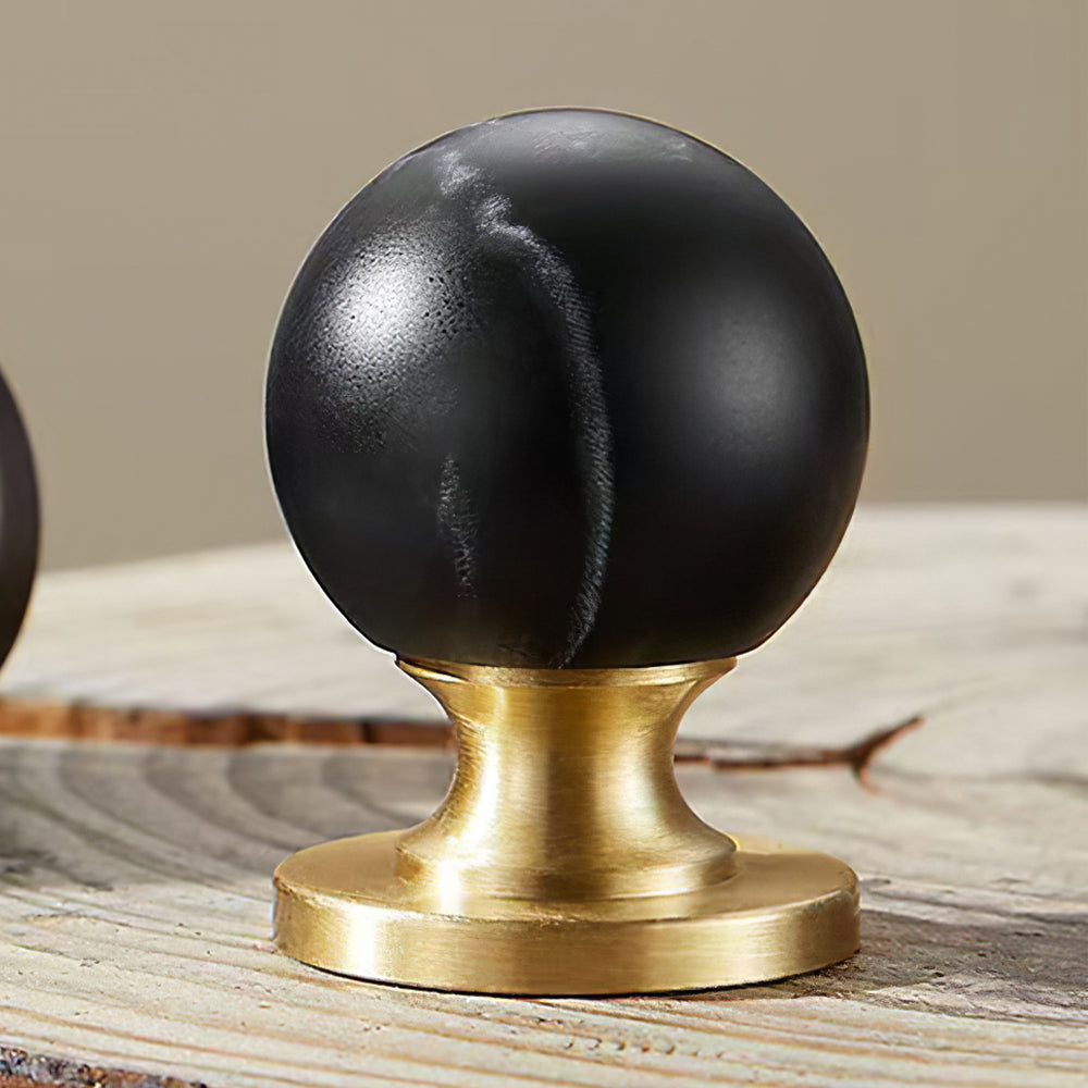Vintage Walnut Wood Marble Cabinet Knob