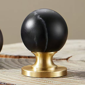 Vintage Walnut Wood Marble Cabinet Knob