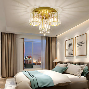 Modern Multi Light Crystal Semi Flush Ceiling Light