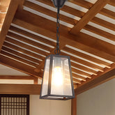 Vintage IP65 Lantern Exterior Hanging Ceiling Light Fixture with Glass Shade