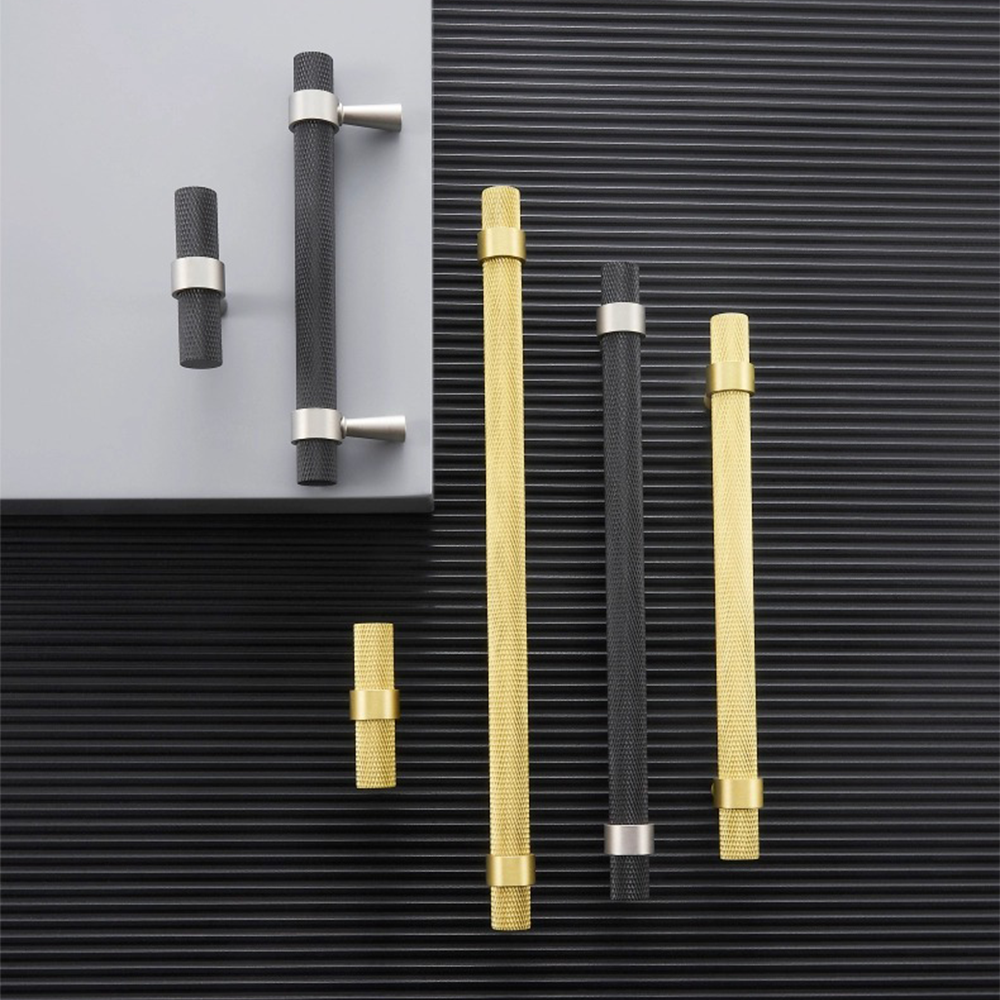 Closet Drawer Brass Knurled Matte Modern Cabinet Pulls