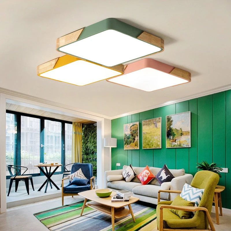 Goldenwarmuk Modern Colorful Ceiling Light Square LED Ceiling Lights