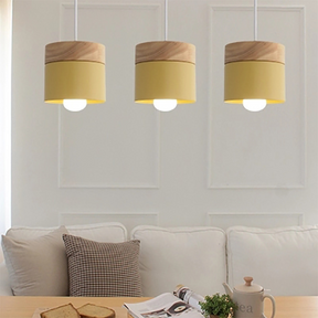 Nordic Wood Cylindrical Suspension Lamp