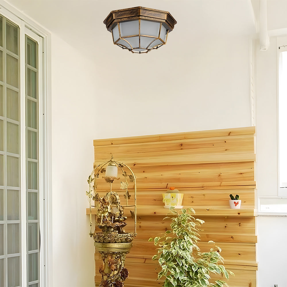 Industrial IP65 Outdoor Flush Mount Porch Ceiling Light
