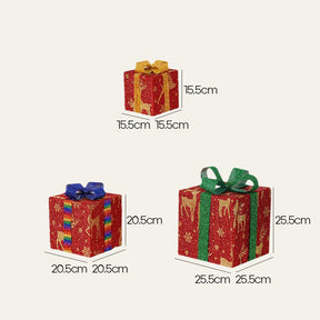 A Set of 3 Pcs Stylish LED Christmas Lighting Boxes Ornaments