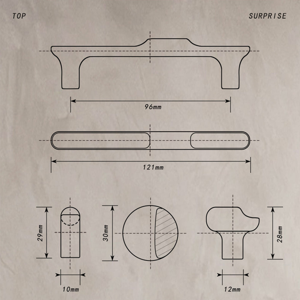 Modern Zinc Alloy T Bar Square Cabinet Pulls