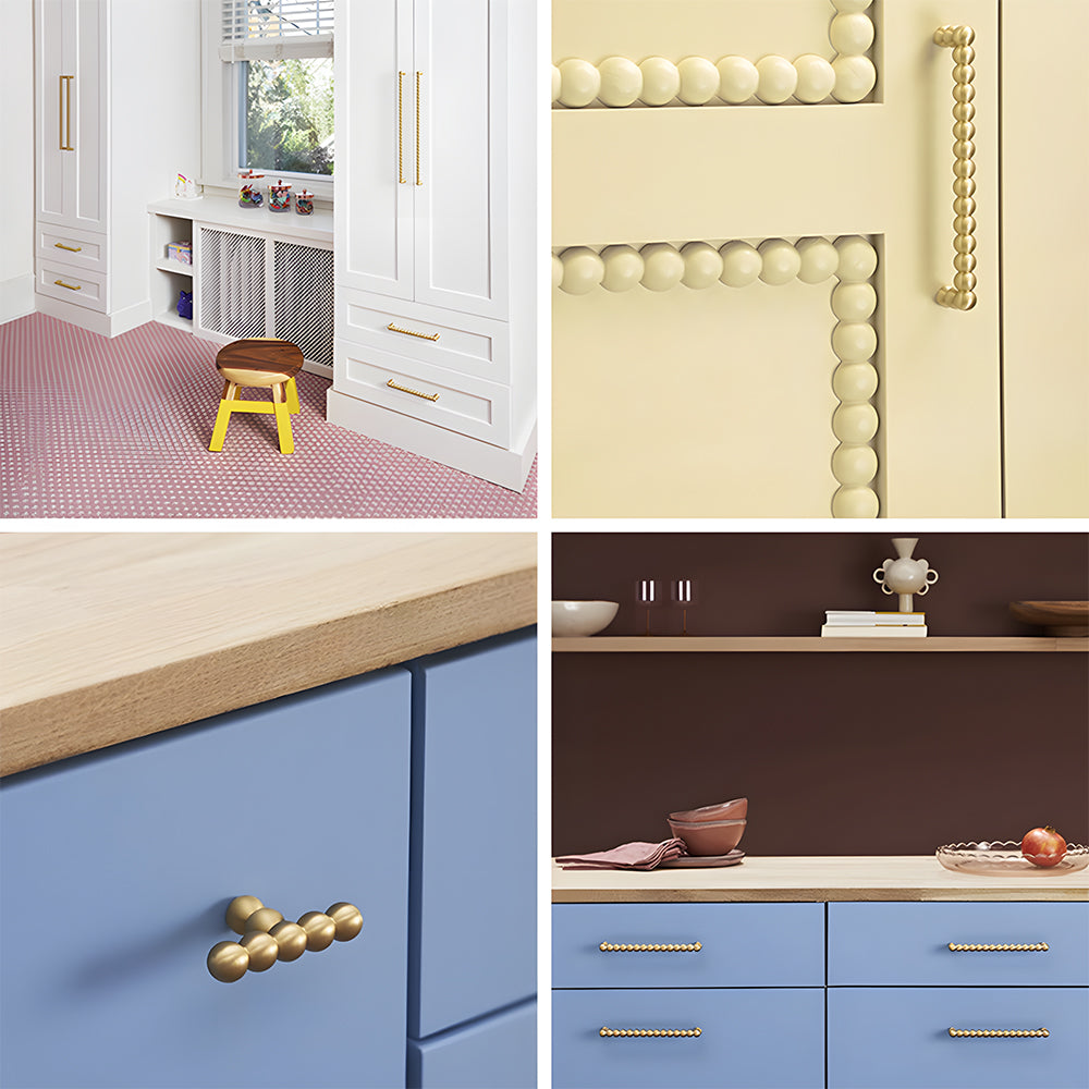 Vintage Spherical Brass Kitchen Cabinet Handles