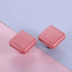 Colored Ceramic Square Single-Hole Cabinet Drawer Knobs