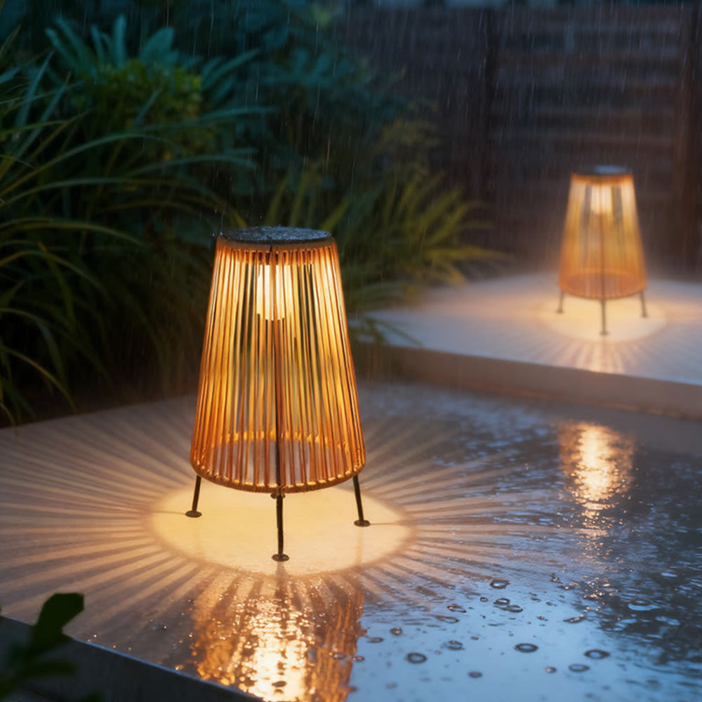 Creative Wicker Solar Lantern Outdoor Waterproof Floor Lamp