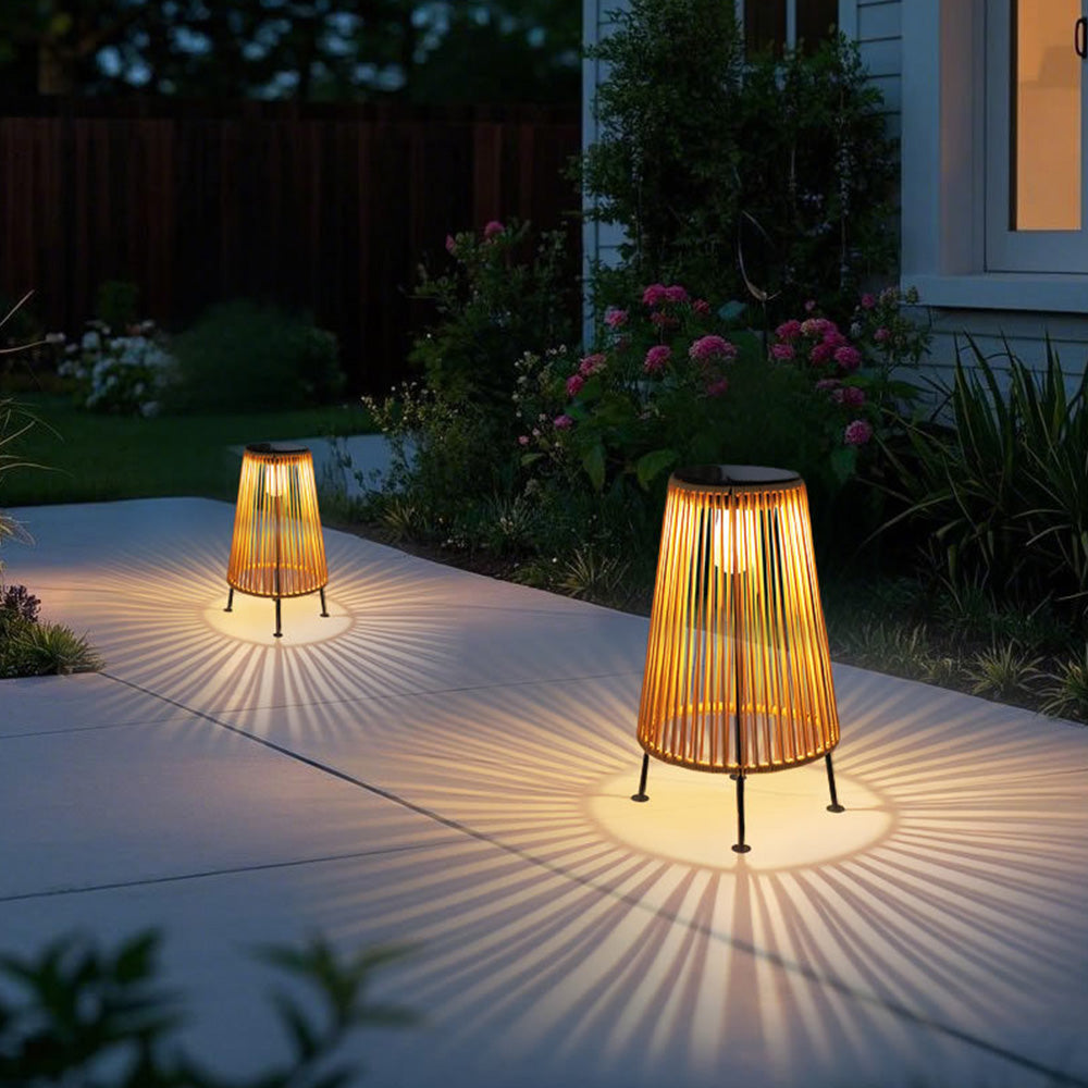 Creative Wicker Solar Lantern Outdoor Waterproof Floor Lamp
