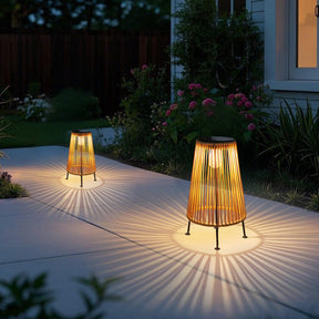 Creative Wicker Solar Lantern Outdoor Waterproof Floor Lamp