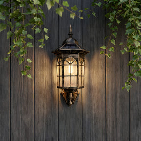 IP44 Vintage 3 Mode Sensor Solar Wall Lamp for Patio Garden Decor
