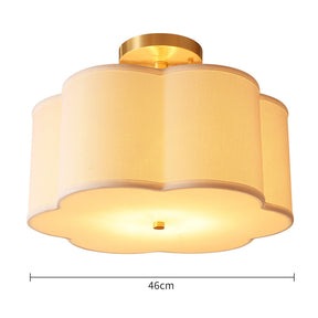 Simple White Flower Semi Flush Ceiling Light For Bedroom