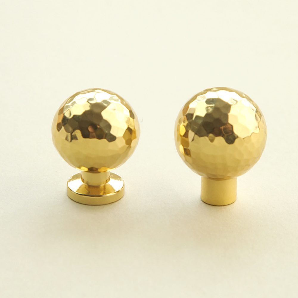 Modern Gold Brass Hammer Pattern Cabinet Knobs