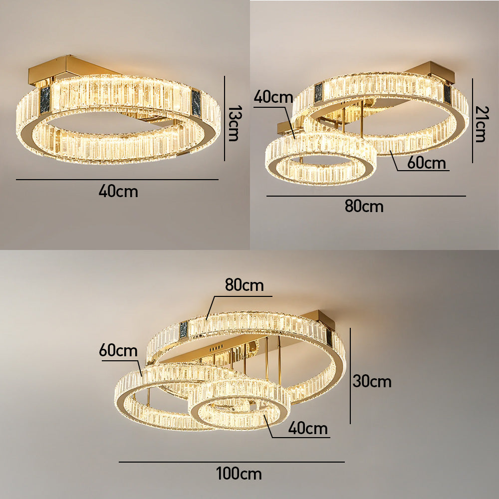 Luxury LED Crystal Ring Ceiling Light for Living Room Bedroom