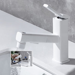 2 Modes Square Pull-Out Bathroom Basin Tap_White