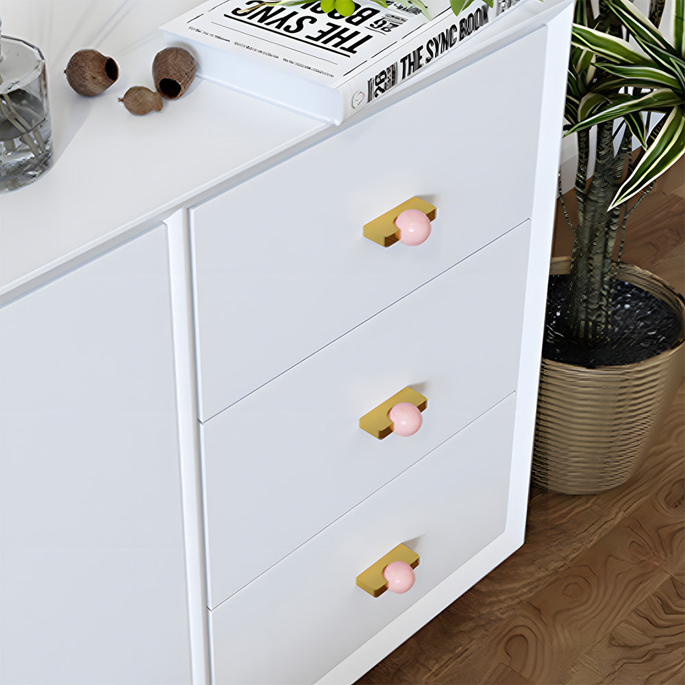 Natural Crystal Sphere Brass Cabinet Handles