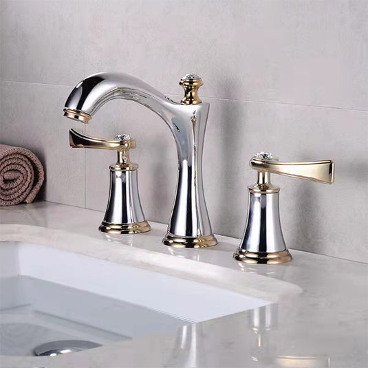 Three-Hole Copper Deck Mounted Basin Tap_Chrome