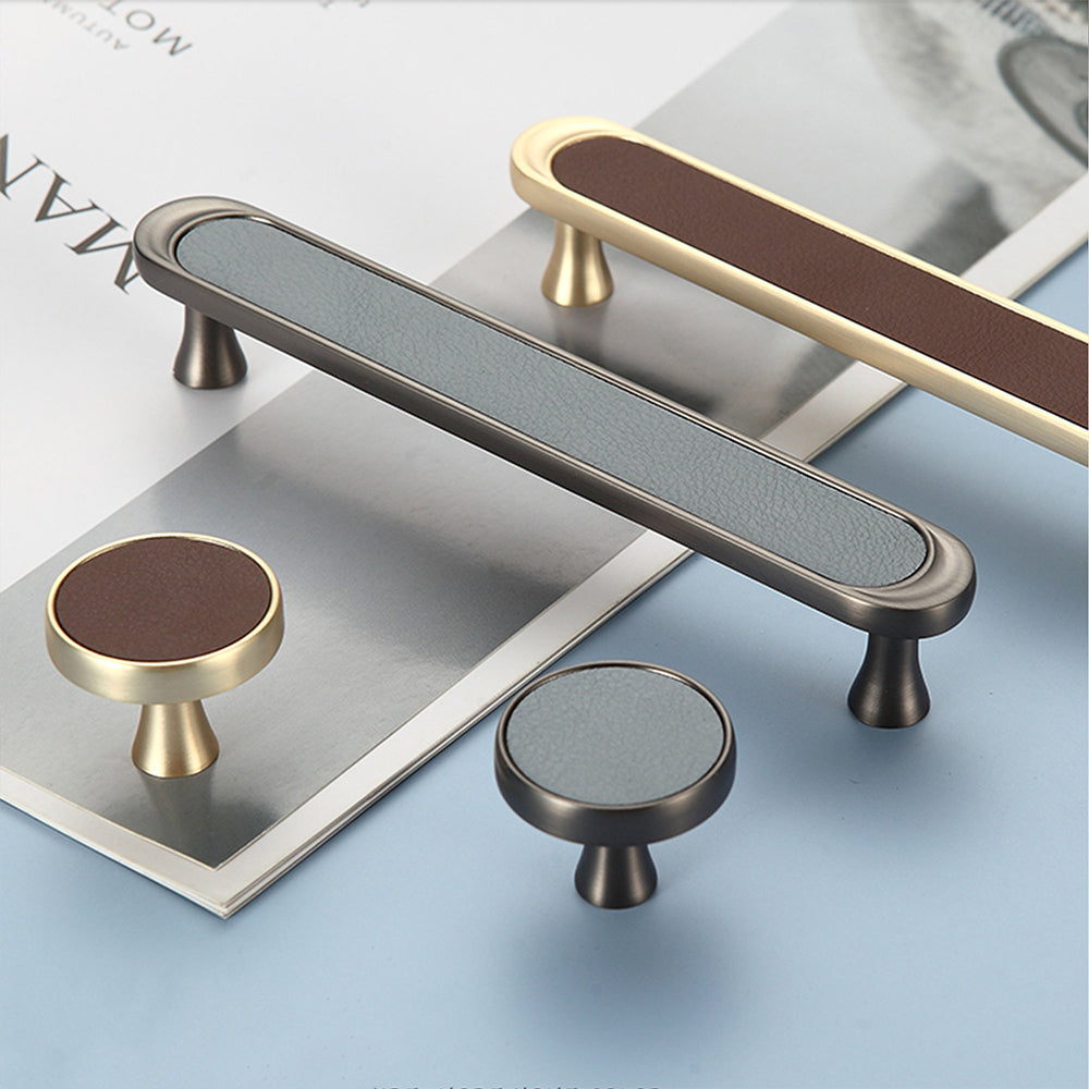 Modern Deco Leather Drawer Handles