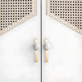 Natural Crystal Sphere Brass Cabinet Handles