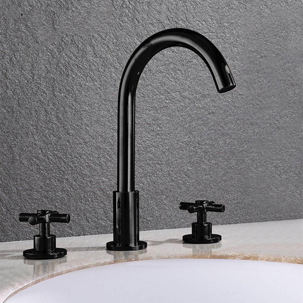 Modern 2-handle Brass Widespread Bathroom Tap_Black