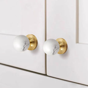 Vintage Walnut Wood Marble Cabinet Knob
