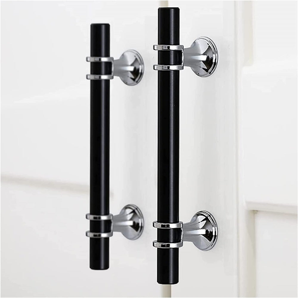 Brushed Nickel & Black Solid Cabinet Pulls