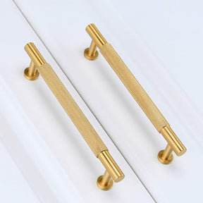 Modern Brass Knurled Handles for Kitchen Cabinets