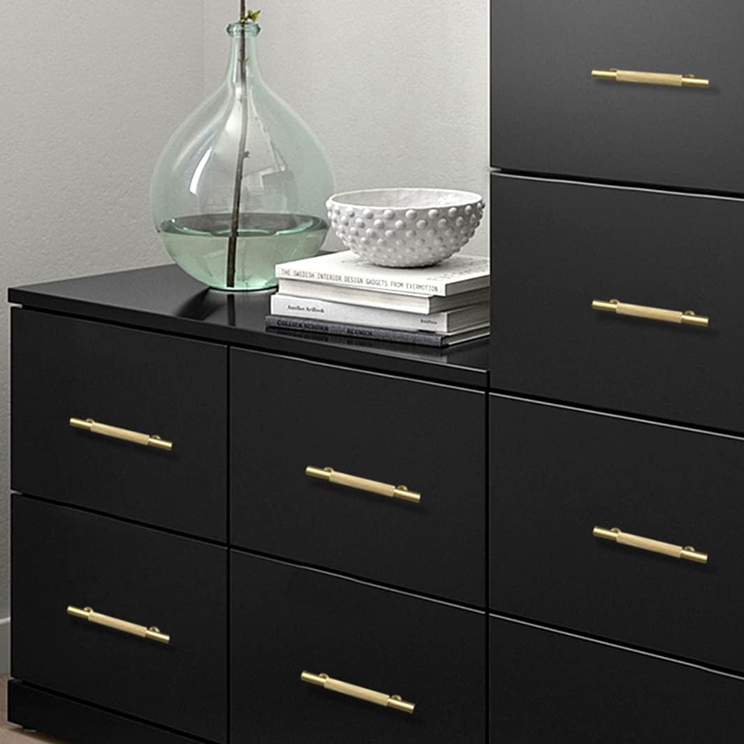 Modern Brass Knurled Handles for Kitchen Cabinets