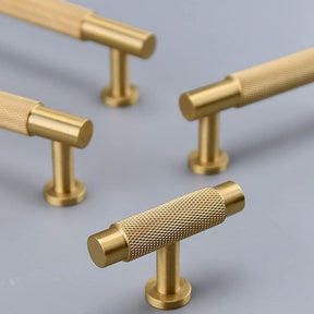 Modern Brass Knurled Handles for Kitchen Cabinets