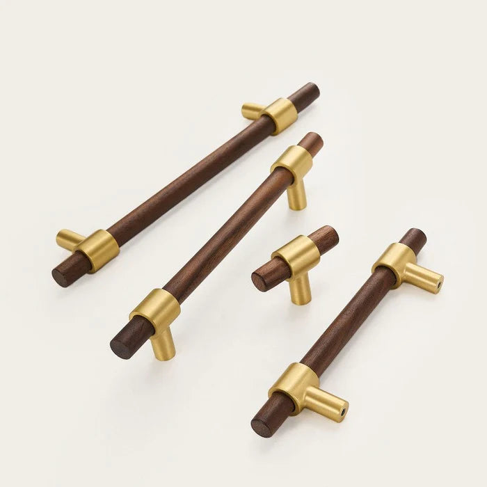 Wooden Cabinet Handles With Brass Base