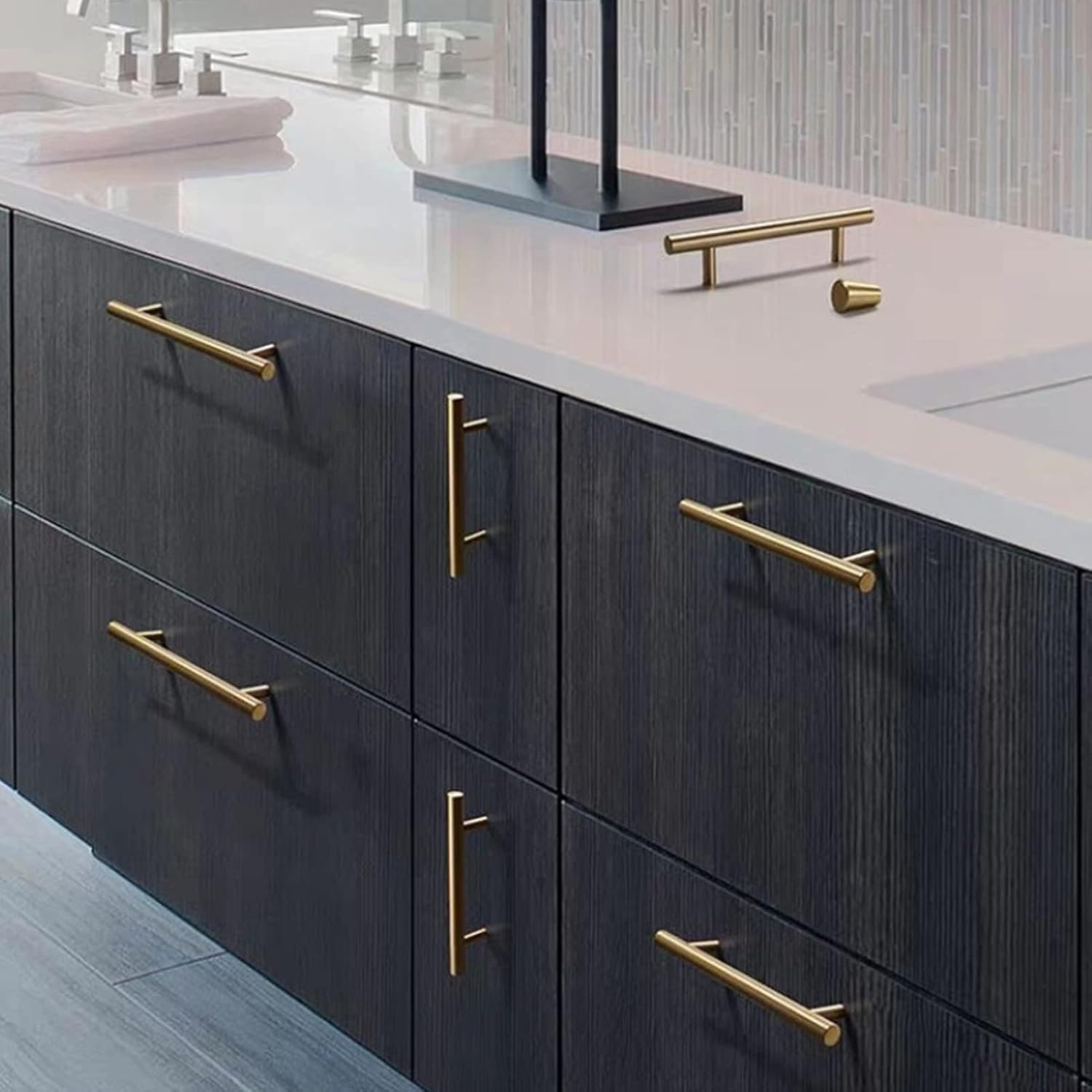 Brushed Brass Euro Style Cabinet Handles for Kitchen