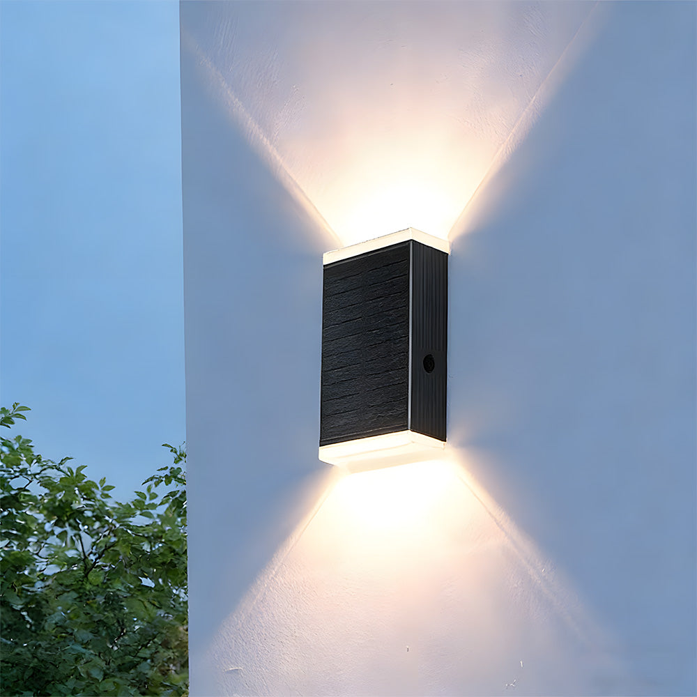 Black IP65 Solar Powered Up Down Outdoor Wall Light