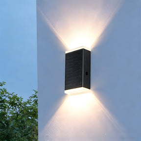 Black IP65 Solar Powered Up Down Outdoor Wall Light