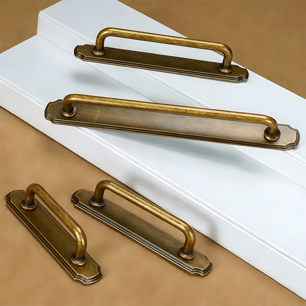 Vintage Zinc Alloy Drawer Handles with Backplate
