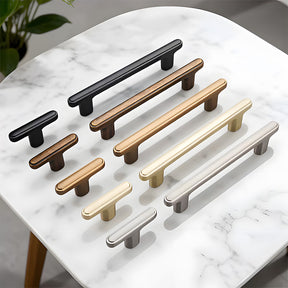 Modern Zinc Alloy T Bar Knobs & Grooved Bar Cabinet Pulls